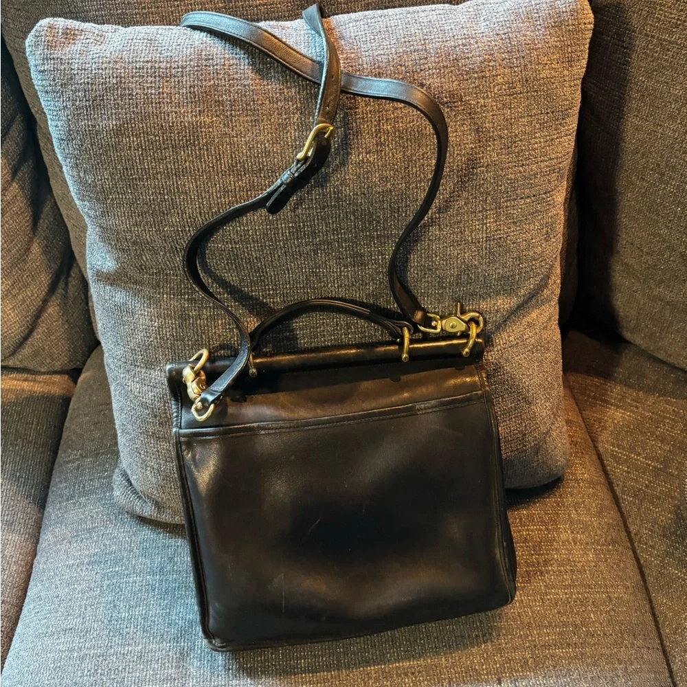 Coach Black Leather Crossbody Bag Willis / Station Bag #9927 - Picture 5 of 6
